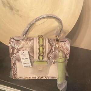 NWT Aldo Handbag, Snakeskin with Lime Green Accent
